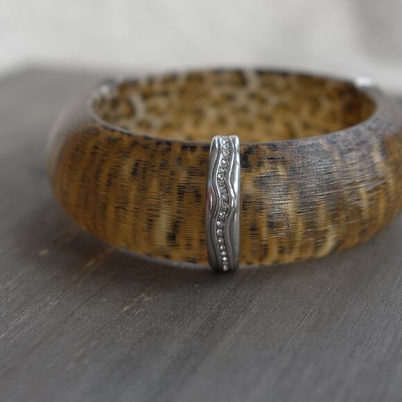 Brighton Trinity Leopard Bangle Bracelet Animal Print Acrylic Chunky 1" Retired - Picture 5 of 9